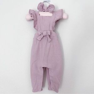 Baby Girls 2-pc. Solid Ruffle Romper Set